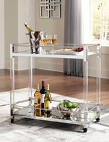 Chaseton Clear/Silver Finish Bar Cart (Online Special Price) - Ornate Home