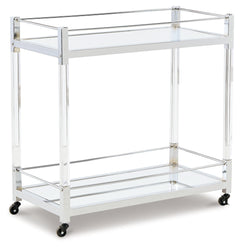 Chaseton Clear/Silver Finish Bar Cart - Ornate Home