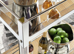 Chaseton Clear/Silver Finish Bar Cart - Ornate Home
