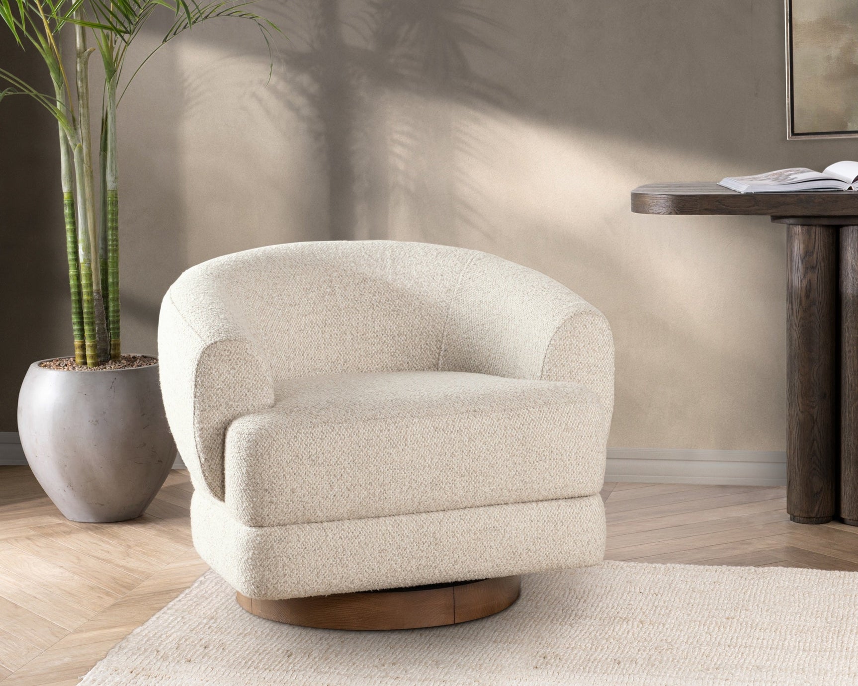Chassia Dusty Beige Swivel Chair - Ornate Home