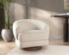 Chassia Dusty Beige Swivel Chair - Ornate Home