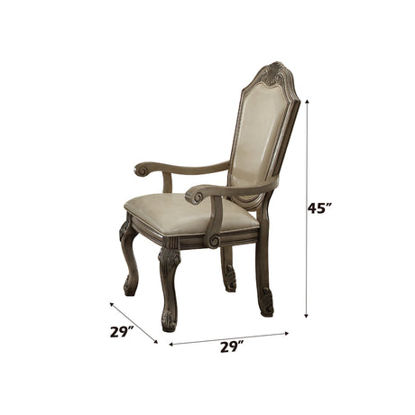 Chateau De Ville Antique White Arm Chair (Set Of 2) - Ornate Home