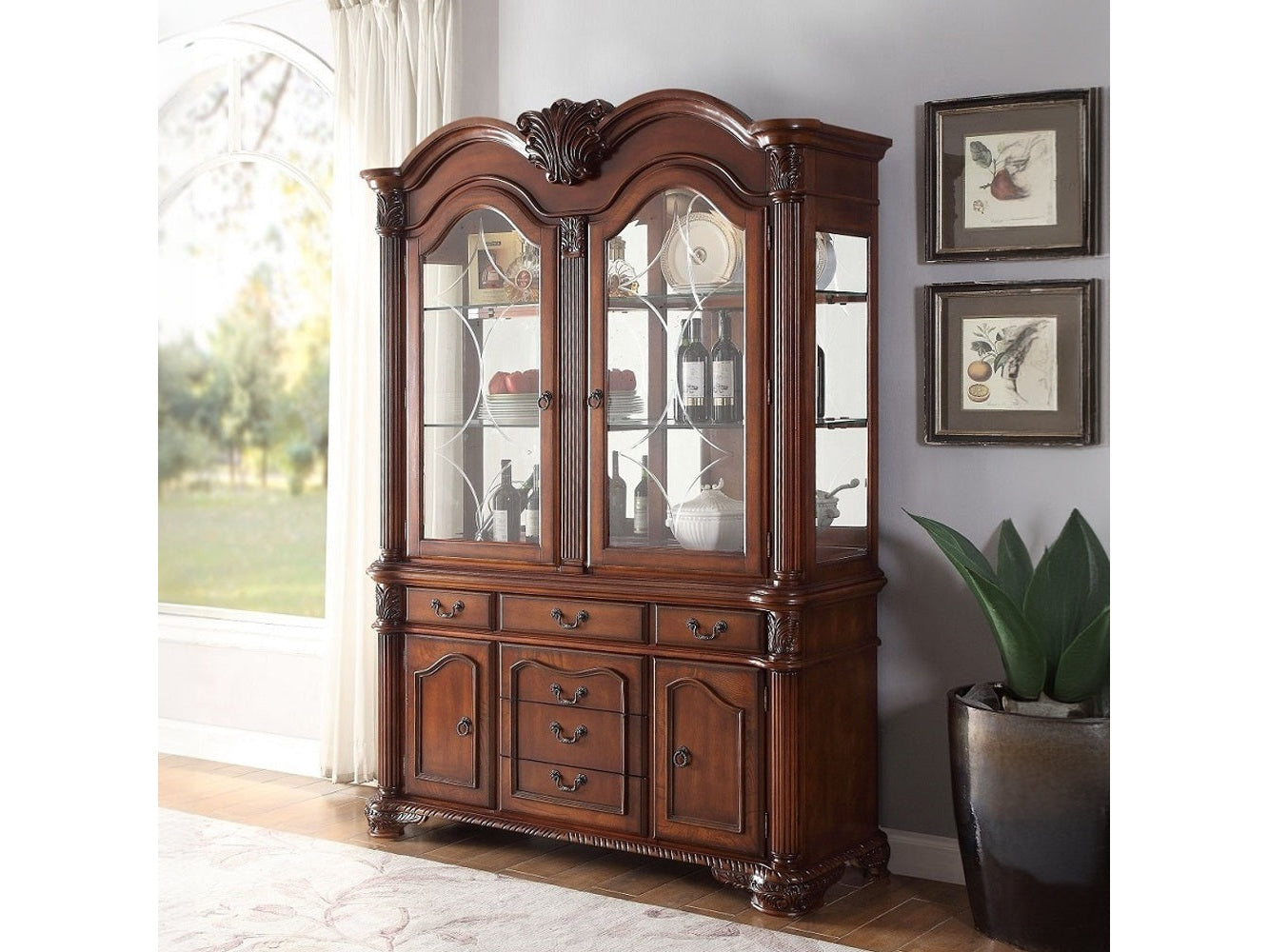 Chateau De Ville Cherry Hutch & Buffet - Ornate Home