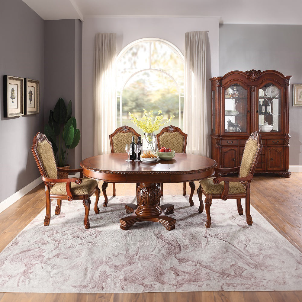 Chateau De Ville Fabric & Cherry Arm Chair - Ornate Home