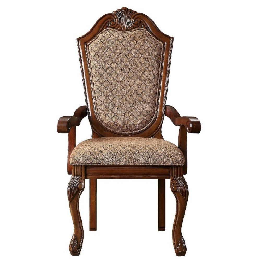Chateau De Ville Fabric & Cherry Arm Chair - Ornate Home