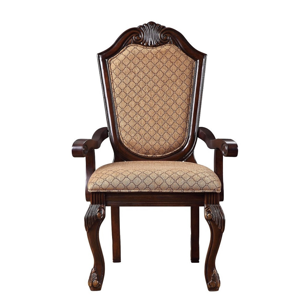Chateau De Ville Fabric & Espresso Arm Chair - Ornate Home