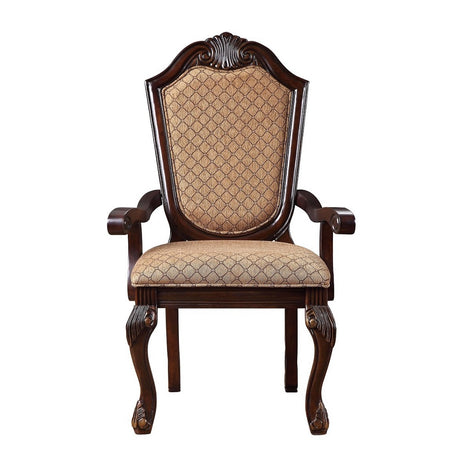 Chateau De Ville Fabric & Espresso Arm Chair - Ornate Home