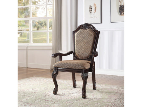 Chateau De Ville Fabric & Espresso Arm Chair - Ornate Home