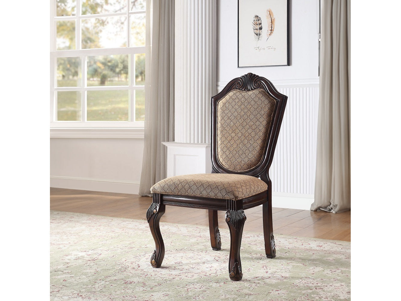 Chateau De Ville Fabric & Espresso Side Chair - Ornate Home