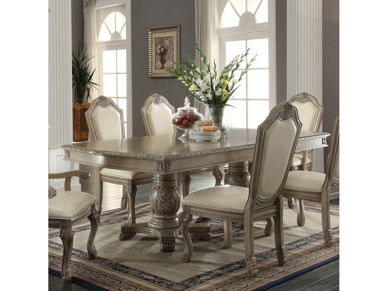 Chateau de Ville Antique White Dining Table - Ornate Home
