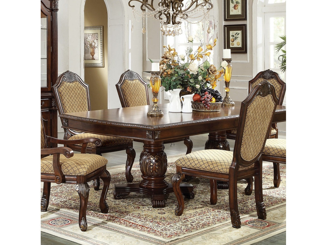 Chateau de Ville Espresso Double Dining Table - Ornate Home