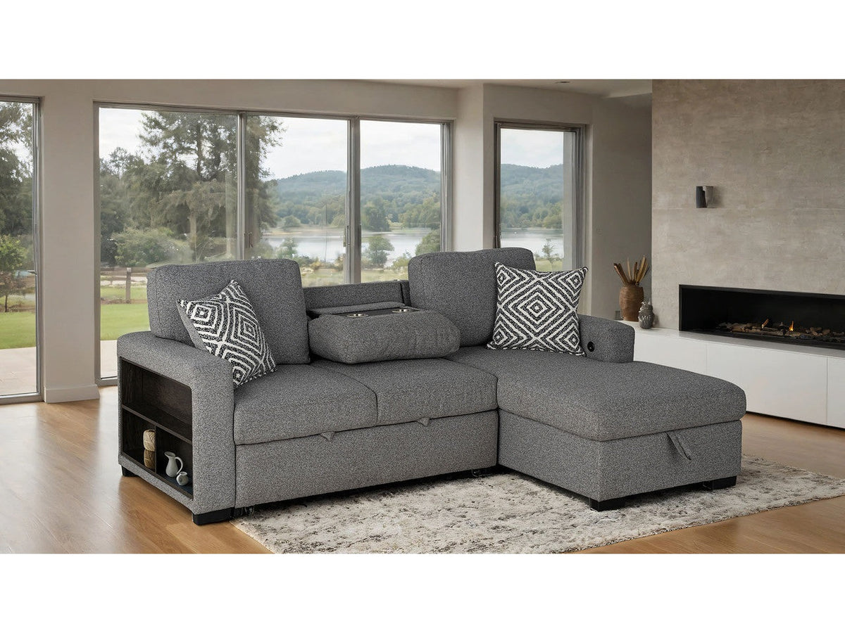 Furniture of America Chatham Gray Right-Chaise Sectional | Ornate Home