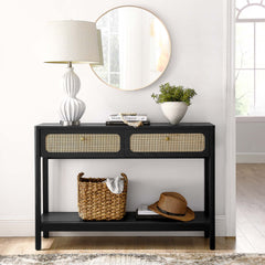 Chaucer Black Wood Entryway Console Table - Ornate Home
