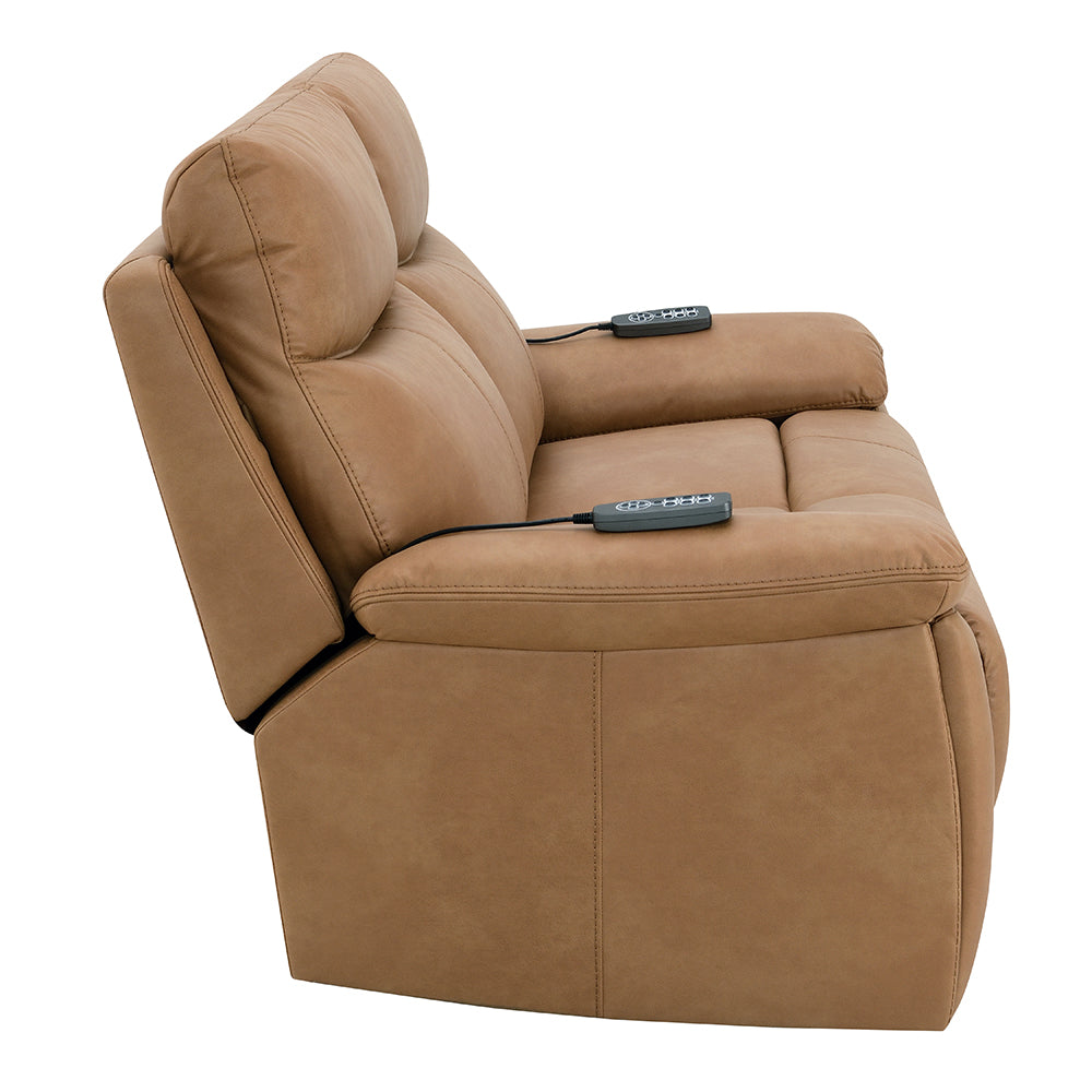 Chavis Brown Power Motion Loveseat w/USB & Power Headrest - Ornate Home