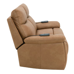 Chavis Brown Power Motion Loveseat w/USB & Power Headrest - Ornate Home