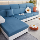 Checkered Jacquard Polar Fleece Stretch Sofa Cover, Non Slip Furniture Protector, Couch Seat Cushion Covers - Ornate Home