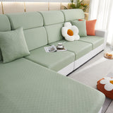 Checkered Jacquard Polar Fleece Stretch Sofa Cover, Non Slip Furniture Protector, Couch Seat Cushion Covers - Ornate Home