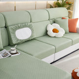 Checkered Jacquard Polar Fleece Stretch Sofa Cover, Non Slip Furniture Protector, Couch Seat Cushion Covers - Ornate Home