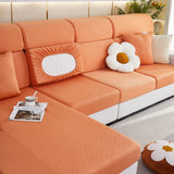 Checkered Jacquard Polar Fleece Stretch Sofa Cover, Non Slip Furniture Protector, Couch Seat Cushion Covers - Ornate Home