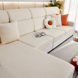 Checkered Jacquard Polar Fleece Stretch Sofa Cover, Non Slip Furniture Protector, Couch Seat Cushion Covers - Ornate Home