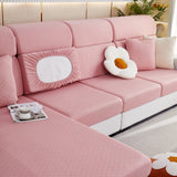Checkered Jacquard Polar Fleece Stretch Sofa Cover, Non Slip Furniture Protector, Couch Seat Cushion Covers - Ornate Home