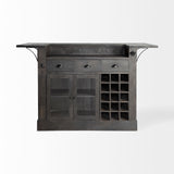 Cheers Dark Brown Solid Wood Wine Bottle Storage Kitchen Island - Ornate Home