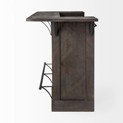 Cheers Dark Brown Solid Wood Wine Bottle Storage Kitchen Island
