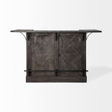 Cheers Dark Brown Solid Wood Wine Bottle Storage Kitchen Island - Ornate Home
