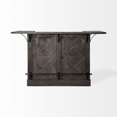 Cheers Dark Brown Solid Wood Wine Bottle Storage Kitchen Island