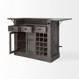 Cheers Dark Brown Solid Wood Wine Bottle Storage Kitchen Island - Ornate Home