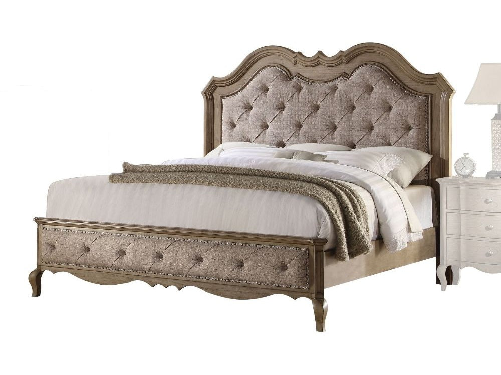 Chelmsford Beige Fabric & Antique Taupe Queen Bed - Ornate Home