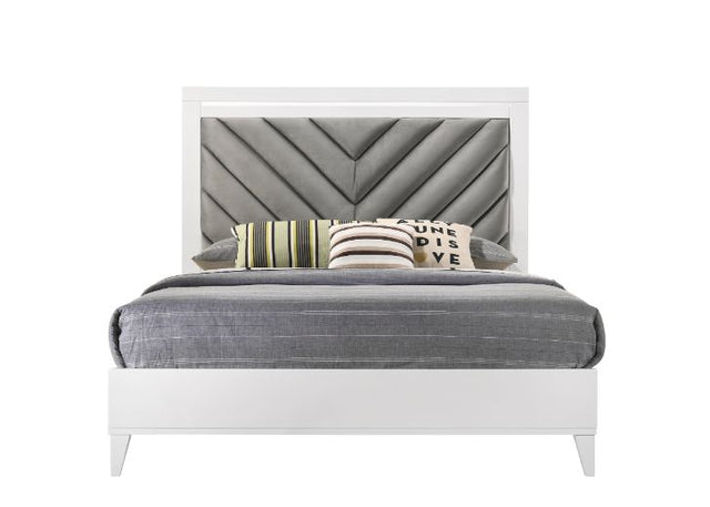 Chelsie Gray/White Eastern King Bed - Ornate Home