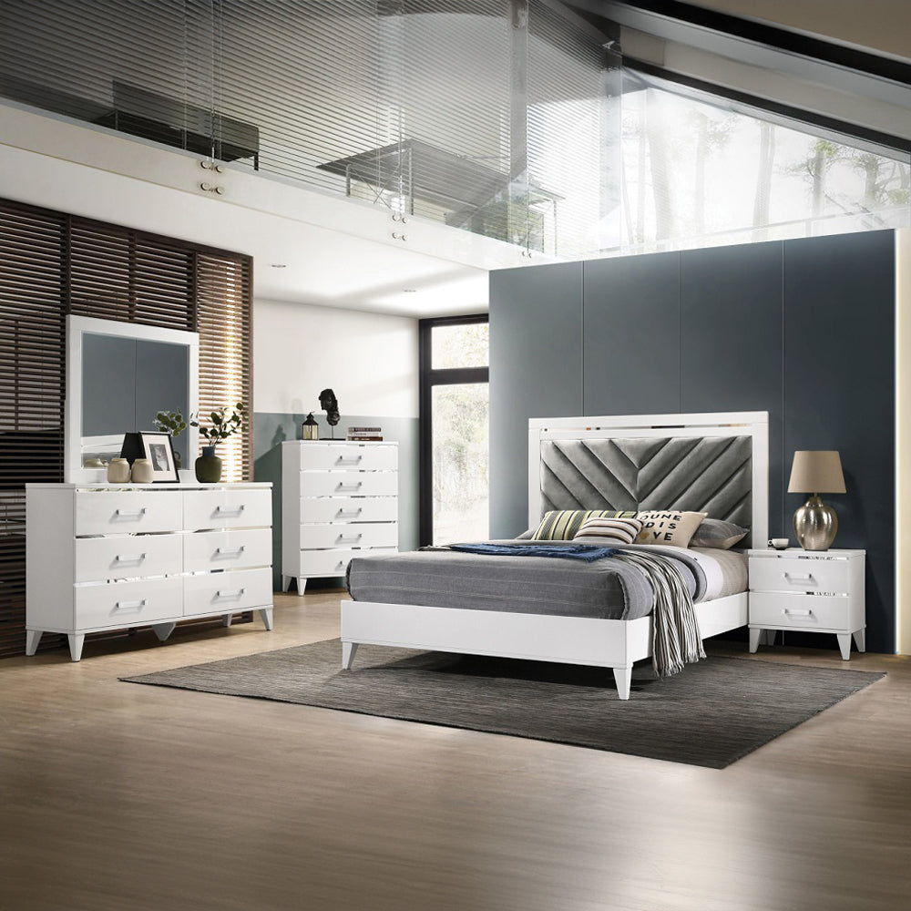 Chelsie Gray/White Queen Bed - Ornate Home
