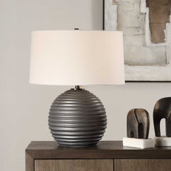 Chelsom Black/Bronze Ribbed Table Lamp - Ornate Home