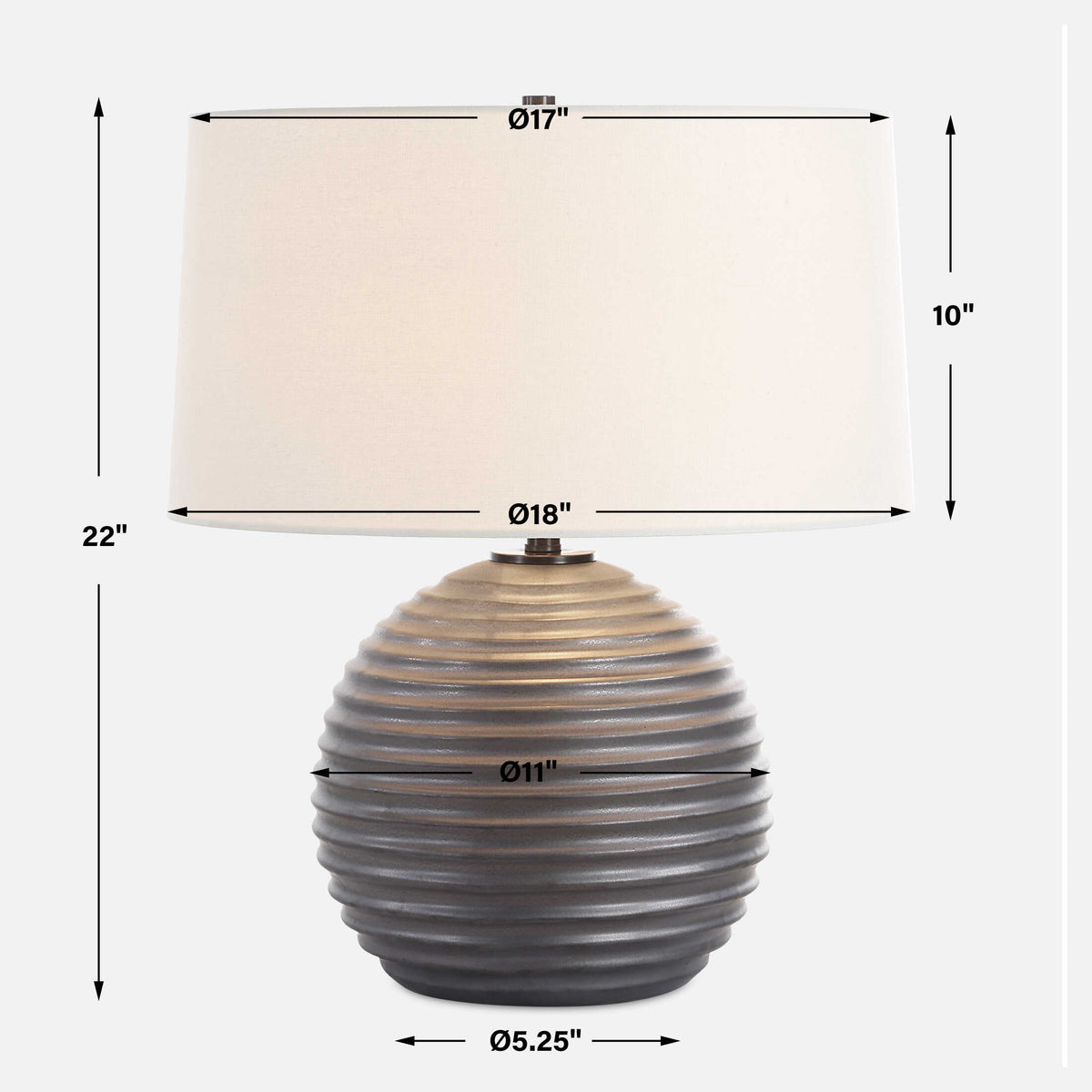 Chelsom Black/Bronze Ribbed Table Lamp - Ornate Home