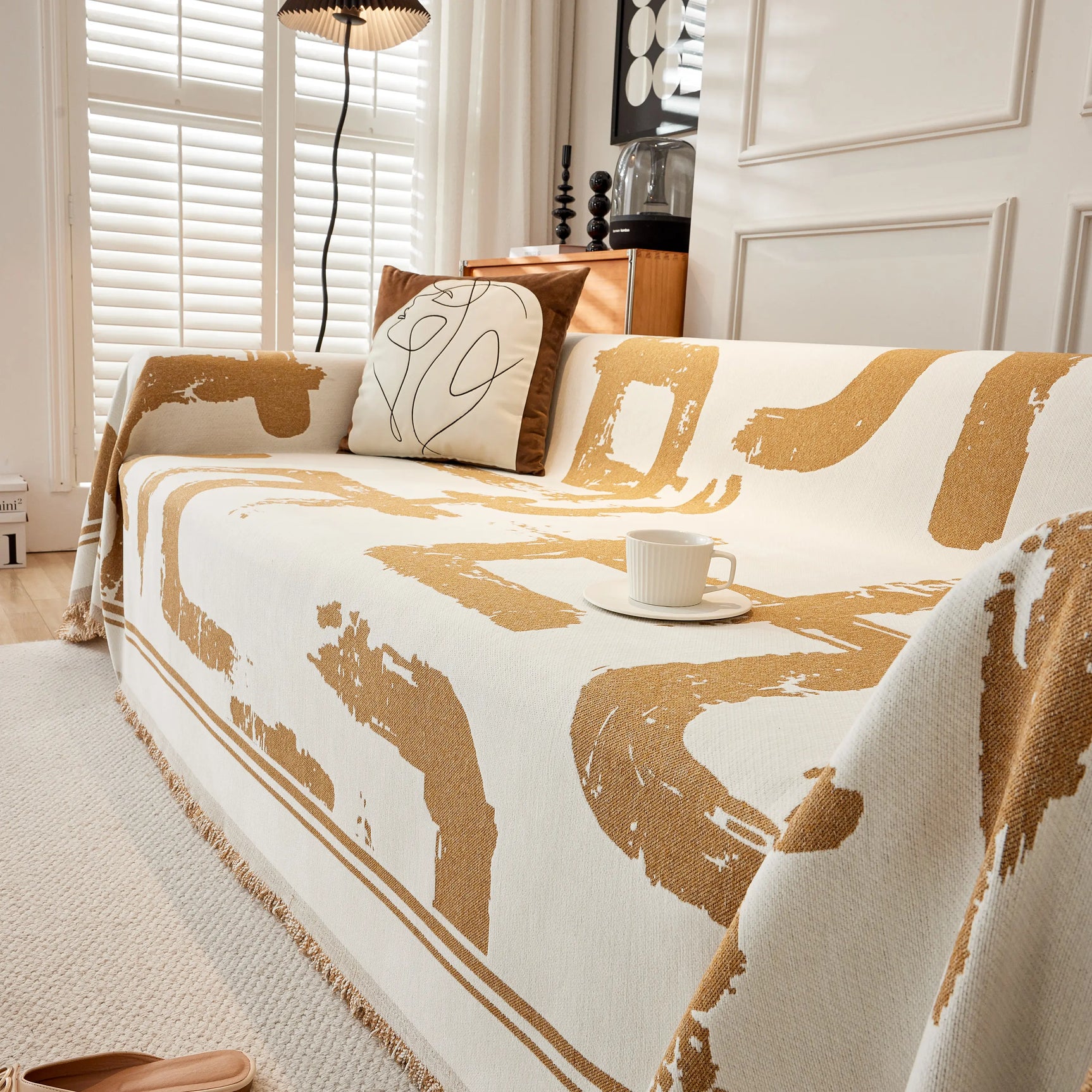 Chenille Abstract Soft Thick Reversible Oversized Couch Cover Blanket, Blanket on Sofa and The Couch - Ornate Home