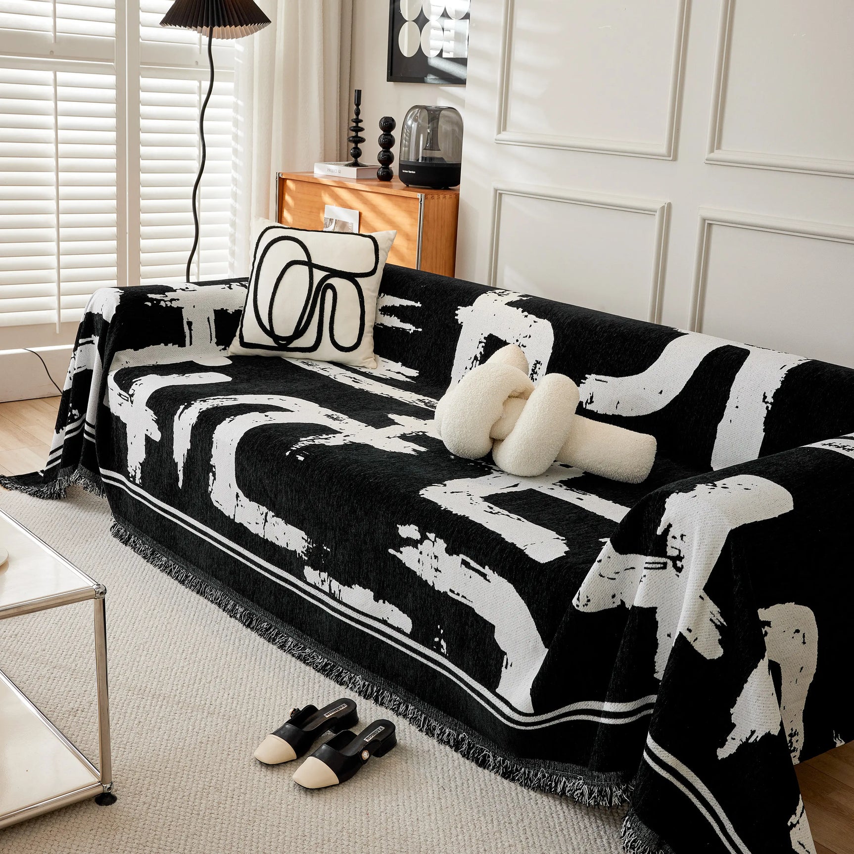 Chenille Abstract Soft Thick Reversible Oversized Couch Cover Blanket, Blanket on Sofa and The Couch - Ornate Home
