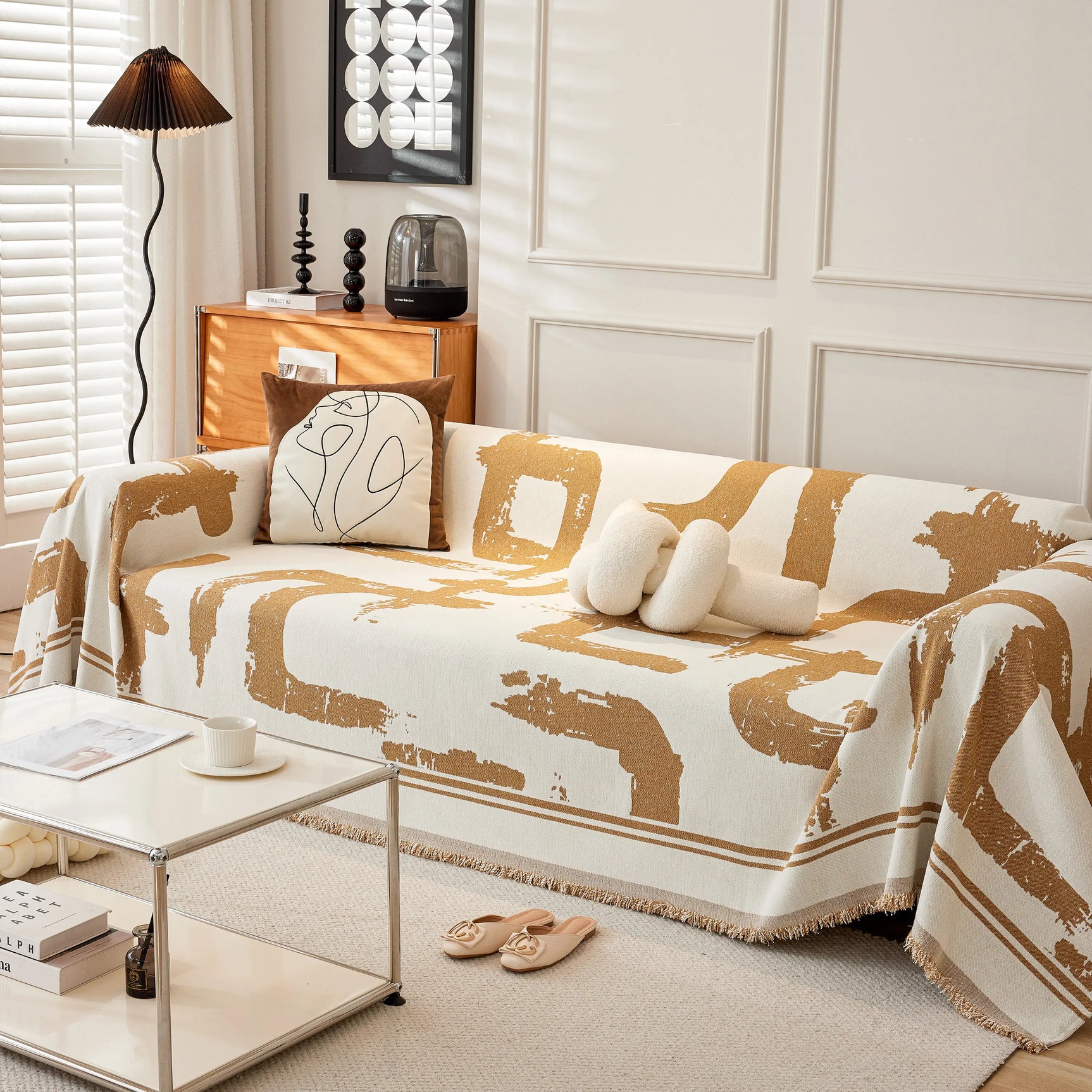 Chenille Abstract Soft Thick Reversible Oversized Couch Cover Blanket, Blanket on Sofa and The Couch - Ornate Home