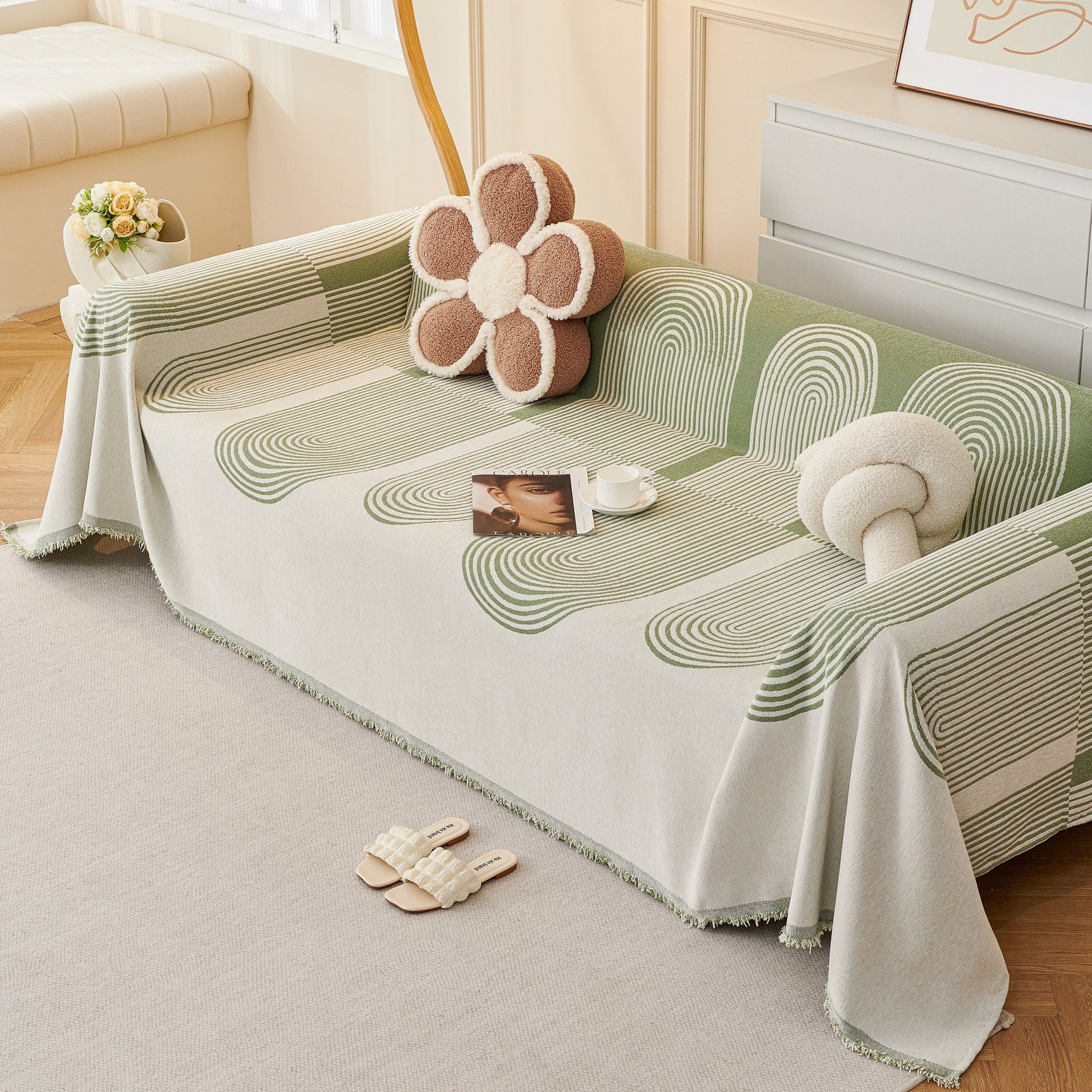 Chenille Boho Geometric Sofa Throw Cover Luxury Throws for Sofas Cat Proof Slipcovers Couch Covers - Ornate Home