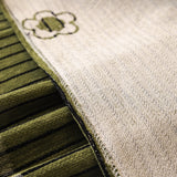 Chenille Camellia Floral Sofa Throw Cover Couch Blanket with Striped Jacquard - Ornate Home