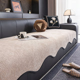 Chenille Couch Cover with Scalloped Edge, Non-Slip Modular Slipcover Sectional - Ornate Home