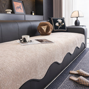 Chenille Couch Cover with Scalloped Edge, Non-Slip Modular Slipcover Sectional - Ornate Home