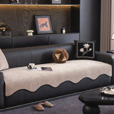 Chenille Couch Cover with Scalloped Edge, Non-Slip Modular Slipcover Sectional - Ornate Home