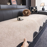Chenille Couch Cover with Scalloped Edge, Non-Slip Modular Slipcover Sectional - Ornate Home