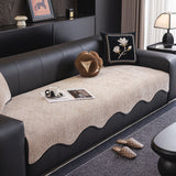 Chenille Couch Cover with Scalloped Edge, Non-Slip Modular Slipcover Sectional - Ornate Home