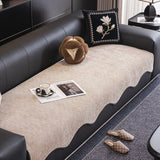 Chenille Couch Cover with Scalloped Edge, Non-Slip Modular Slipcover Sectional - Ornate Home