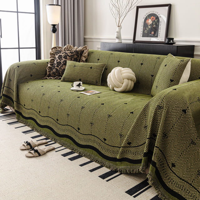 Chenille Couch Throw Cover Decorative Herringbone Sofa Blanket Protector for Couch - Ornate Home