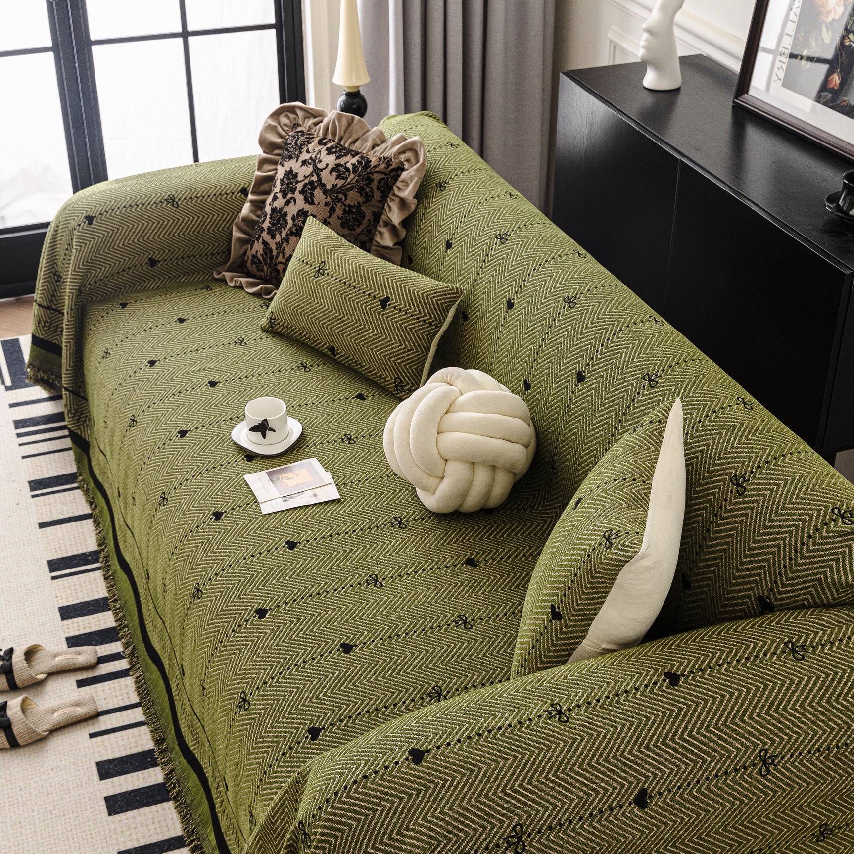 Chenille Couch Throw Cover Decorative Herringbone Sofa Blanket Protector for Couch - Ornate Home