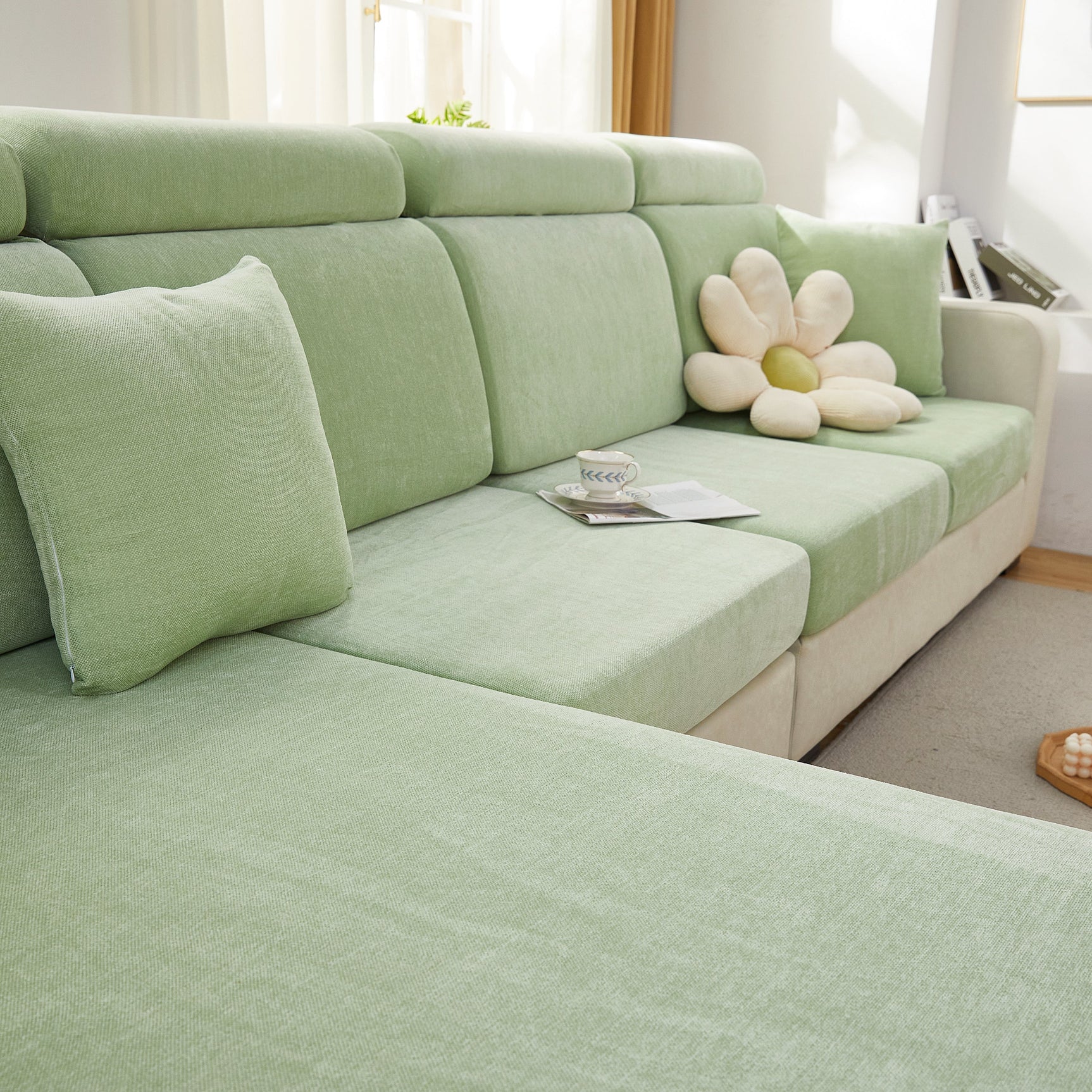 Chenille Cushion Covers for 1/2/3/4 Seater Sofas and L-shaped Couches, Furniture Covers for Pets - Ornate Home