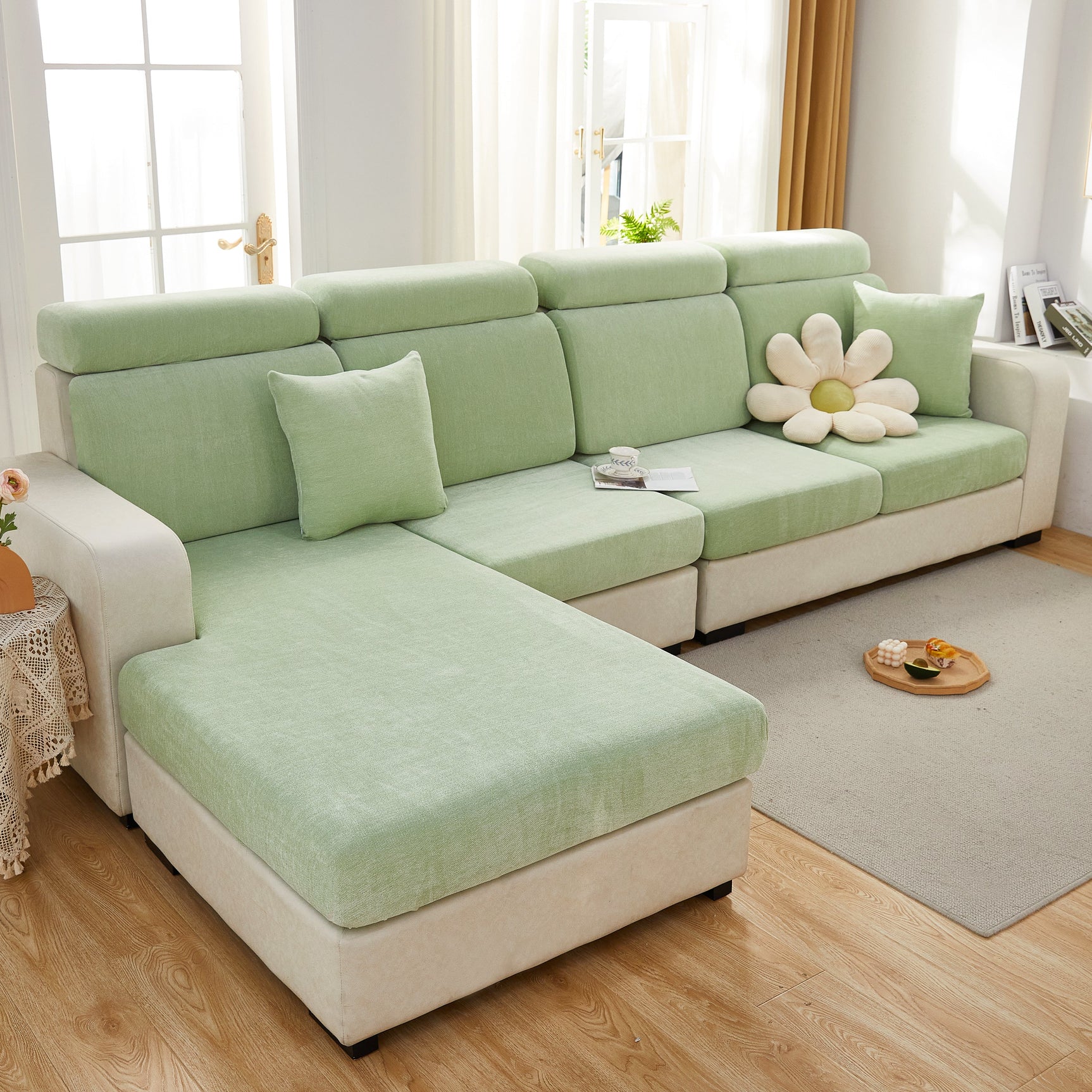 Chenille Cushion Covers for 1/2/3/4 Seater Sofas and L-shaped Couches, Furniture Covers for Pets - Ornate Home